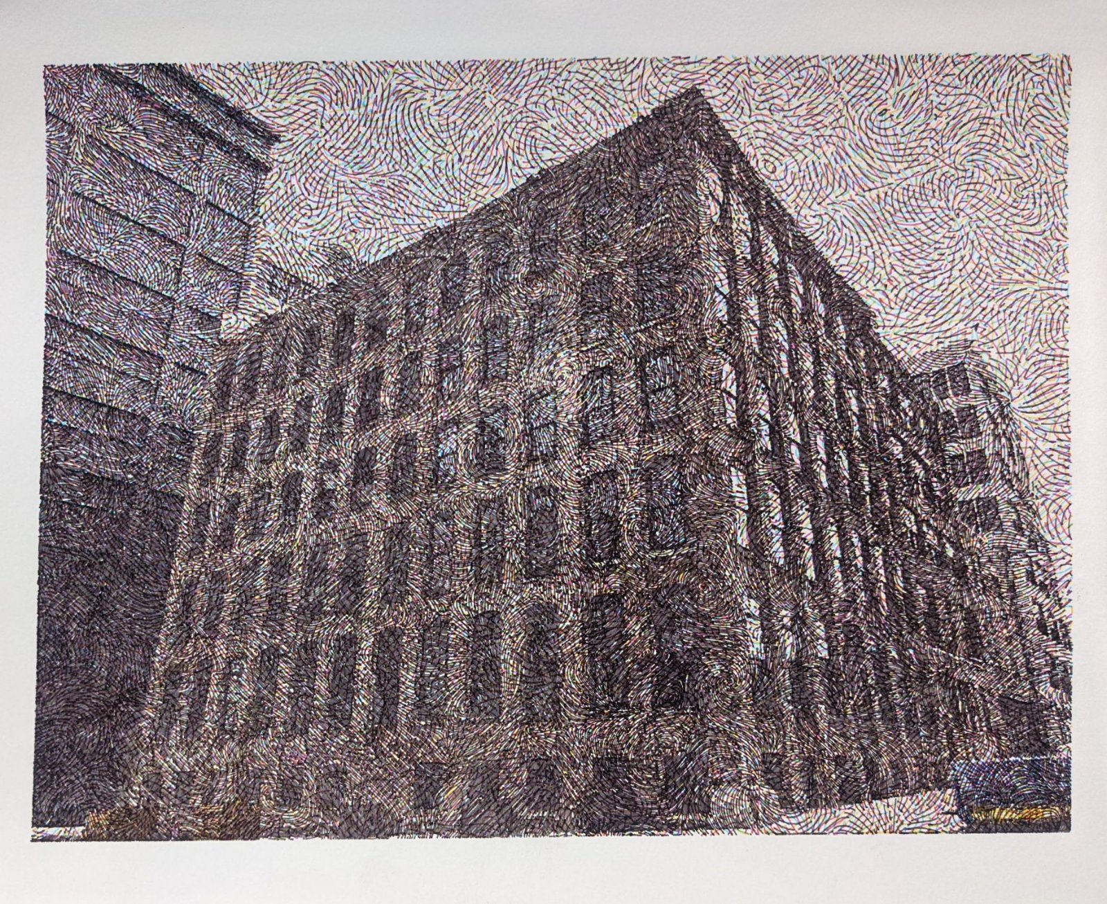 Plotted drawing, building