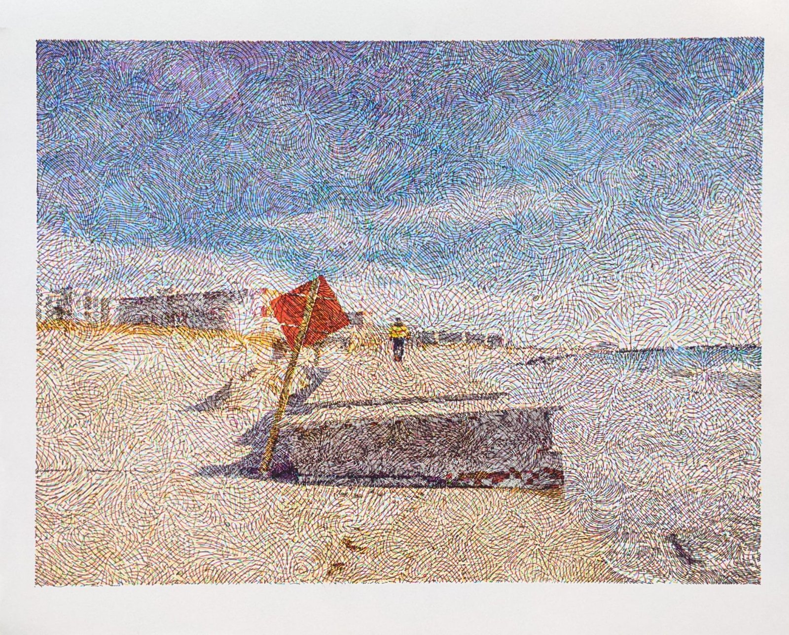 Plotted drawing, beach