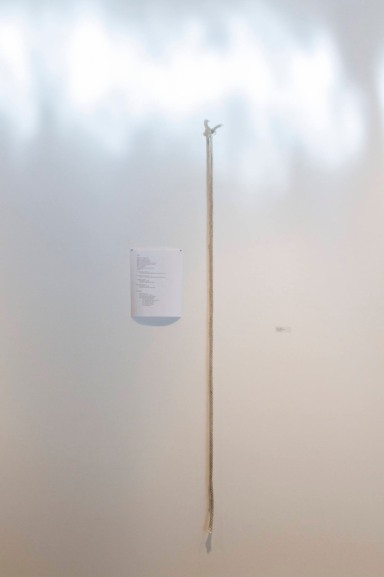 run fiddle 1 — rope and instructions on the wall